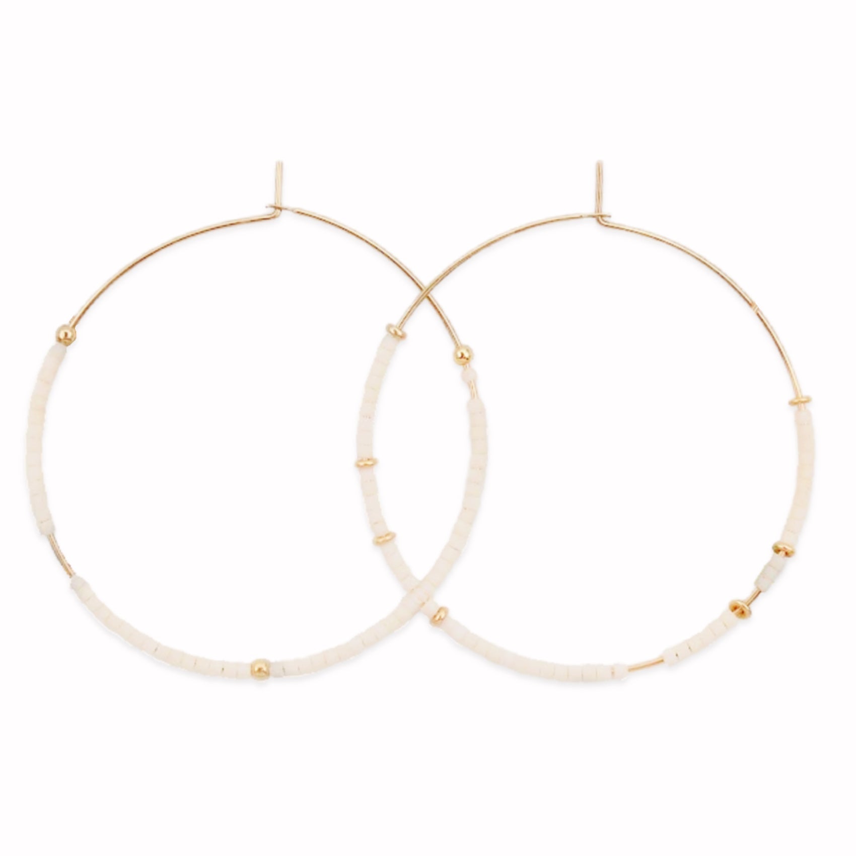 Eggshell and Gold Filled Hoops