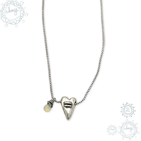 Puffy Equality Heart with Rainbow Opal