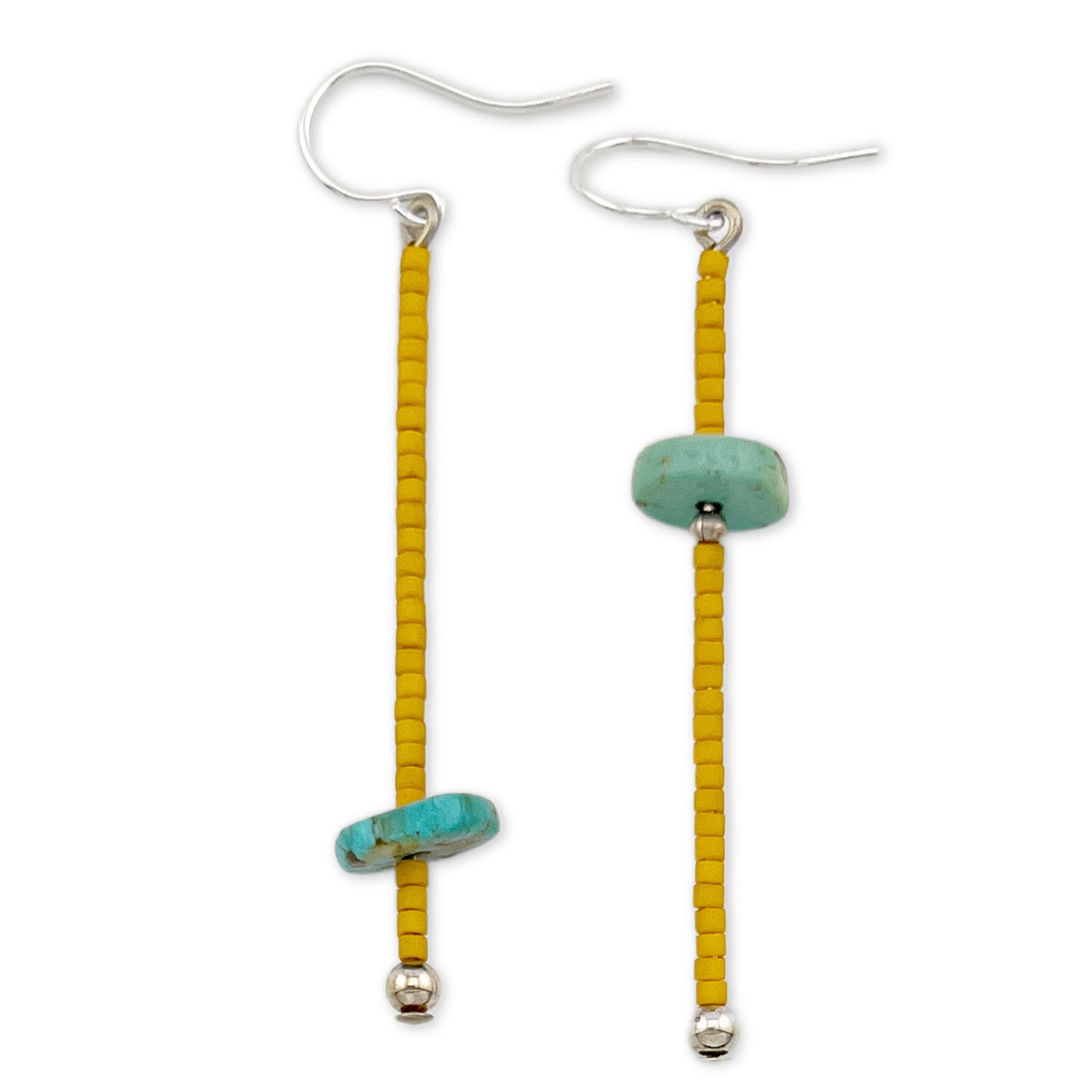 Turquoise and Yellow Stick Earrings