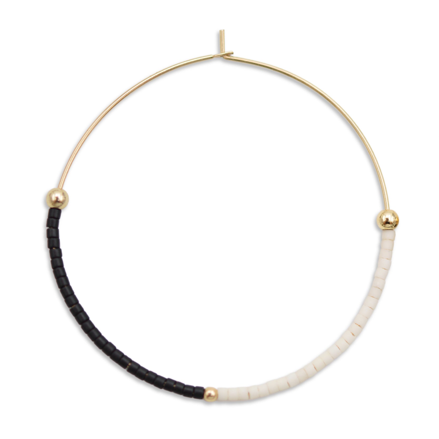 Black and White gold filled hoops