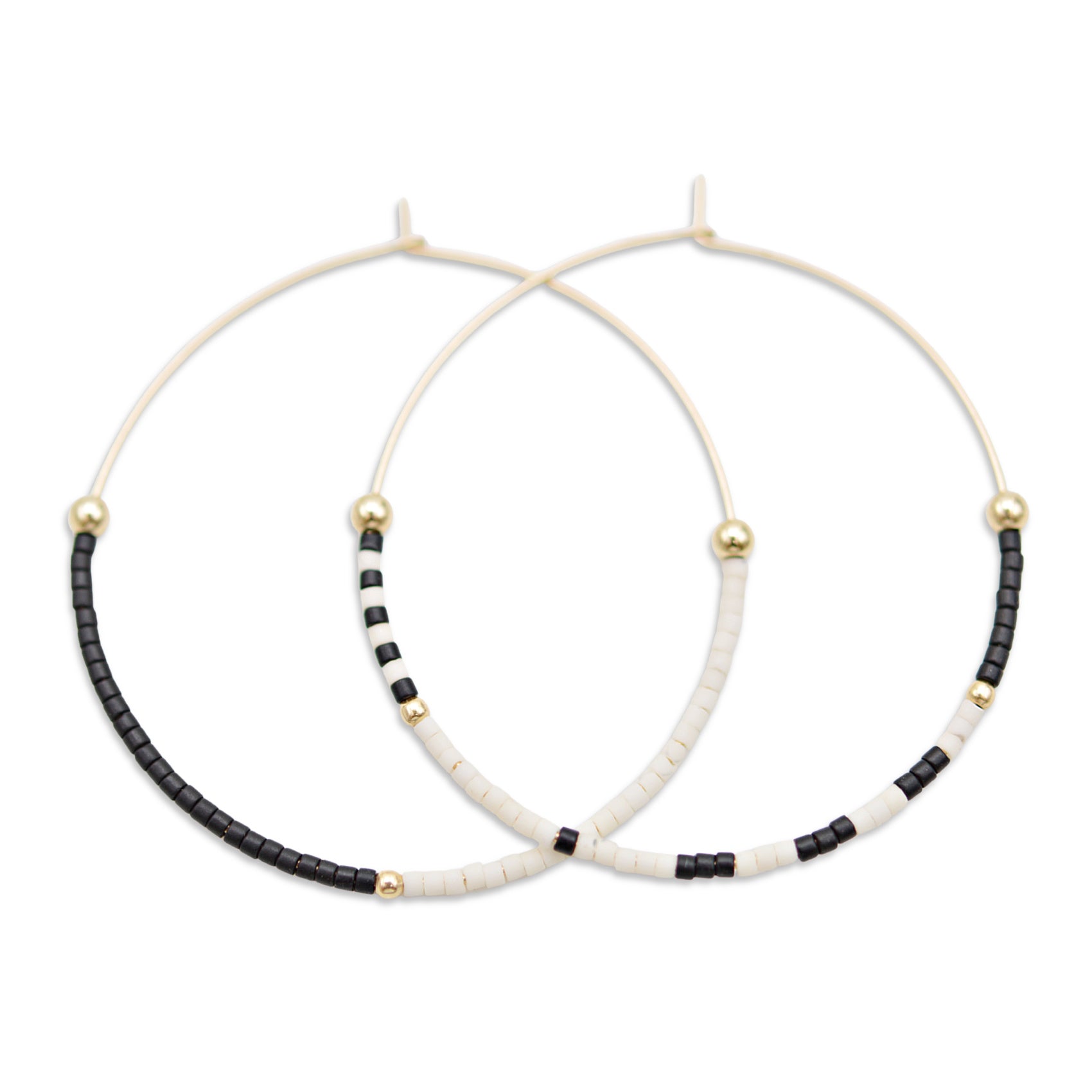Black and White gold filled hoops