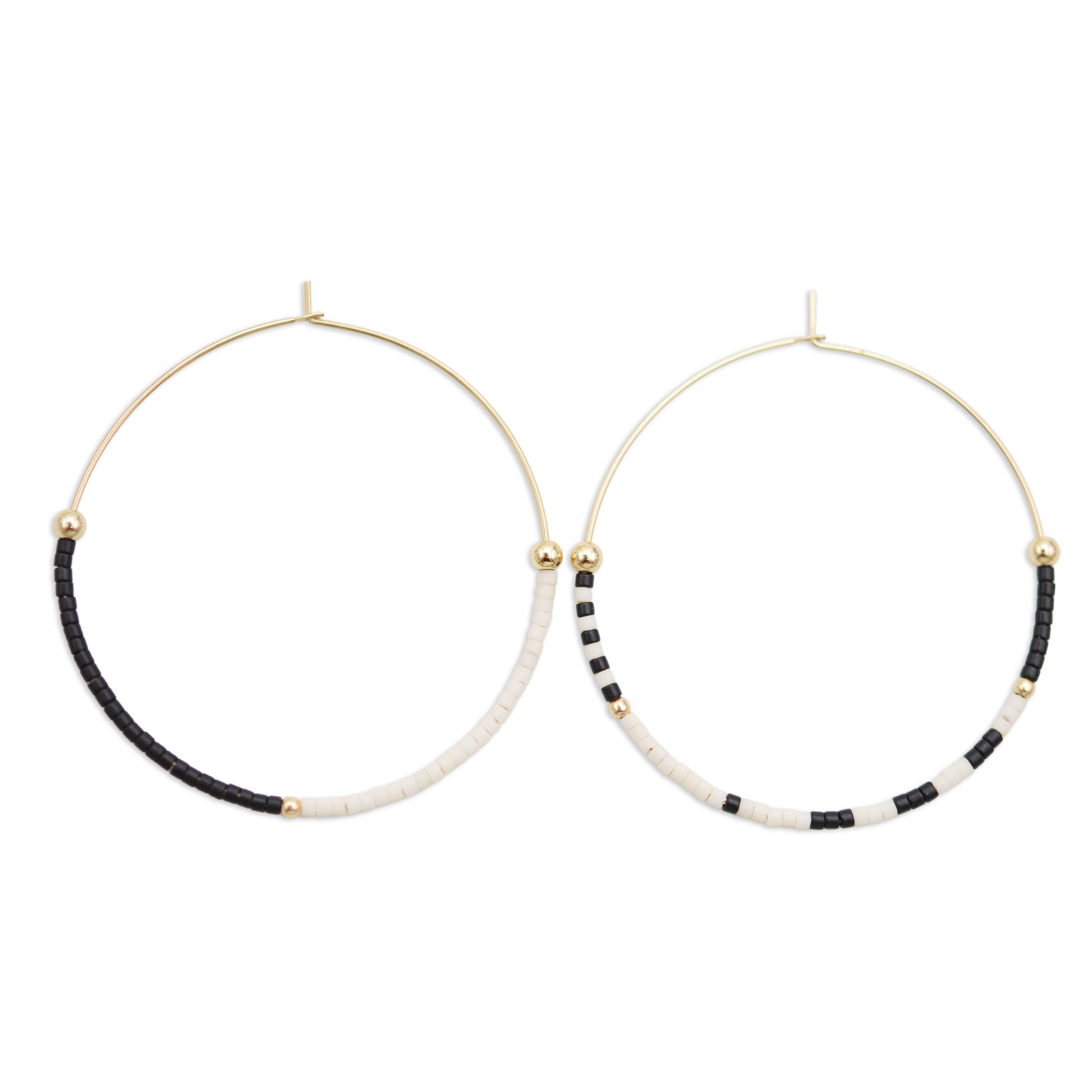 Black and White gold hoops