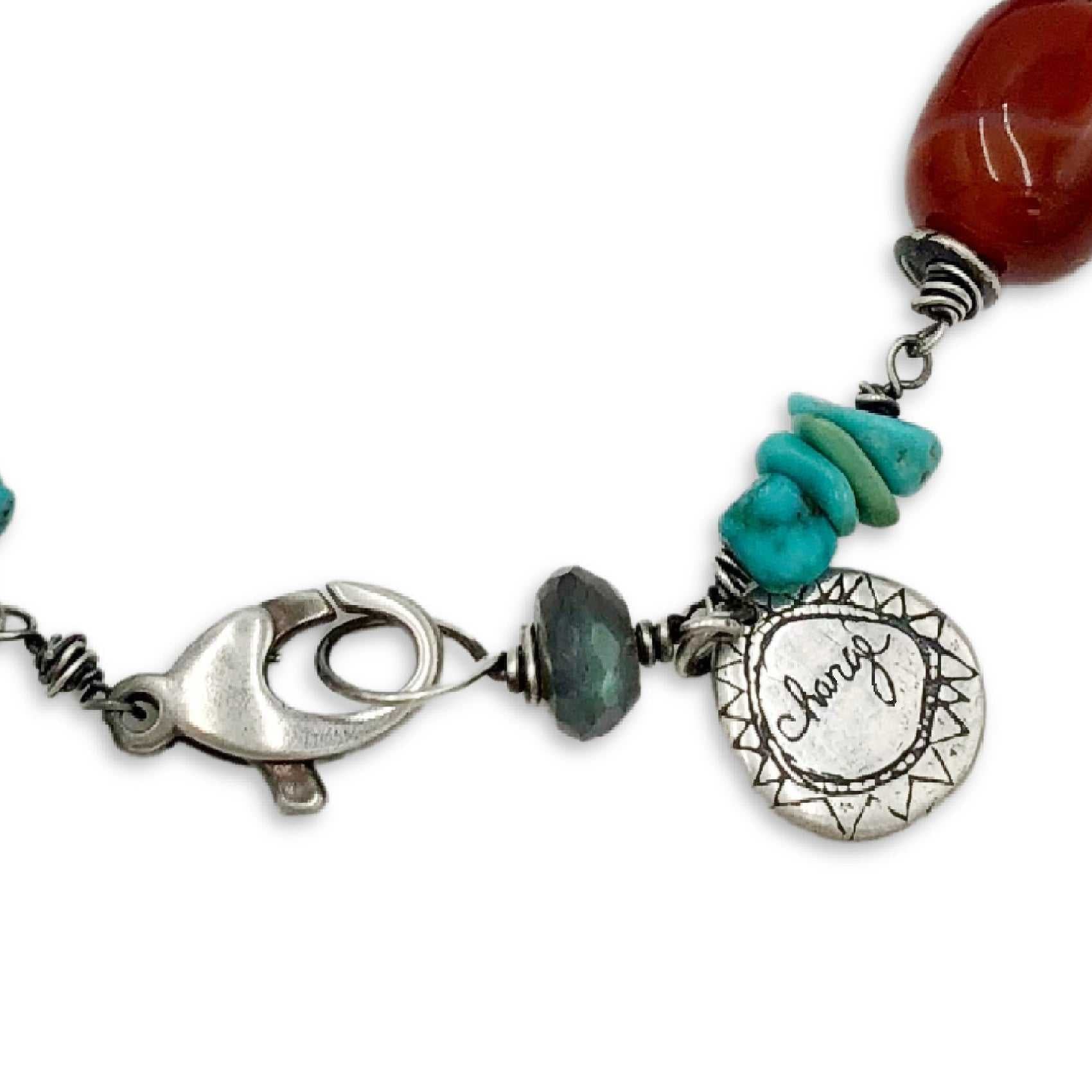Carnelian-Labradorite-Turquoise-Hand Made beaded bracelet