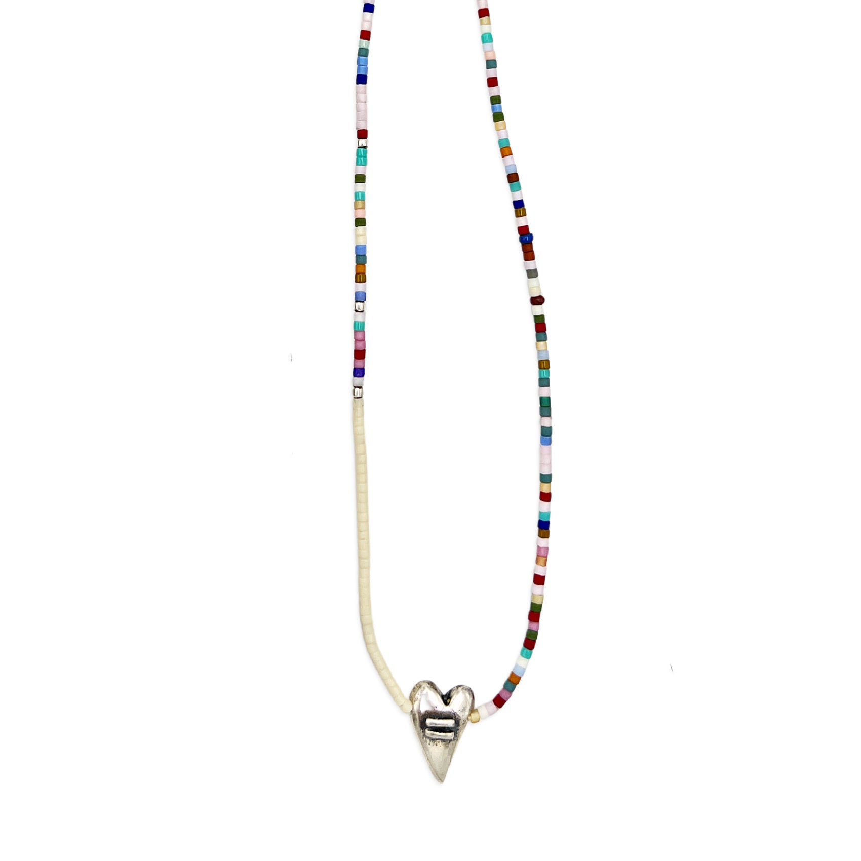 Colorful Beaded Equality Heart Necklace