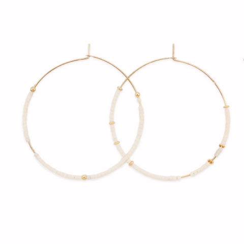 Eggshell and Gold Filled Hoops