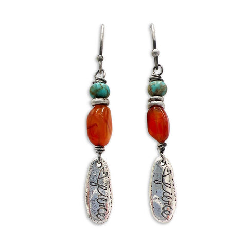 Fierce charm with Coral bead handmade earrings