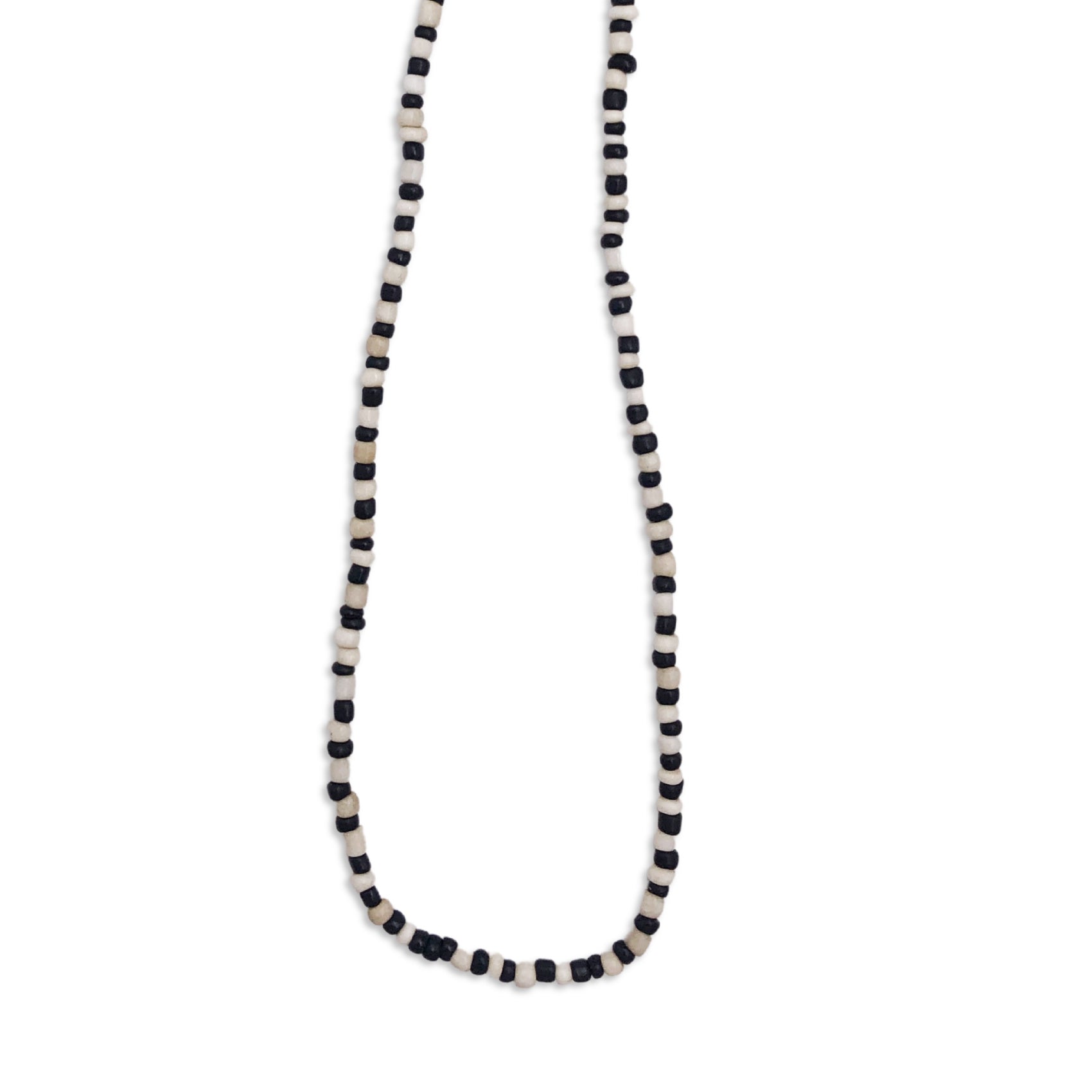 Gender Neutral Black and White African Beaded Necklace
