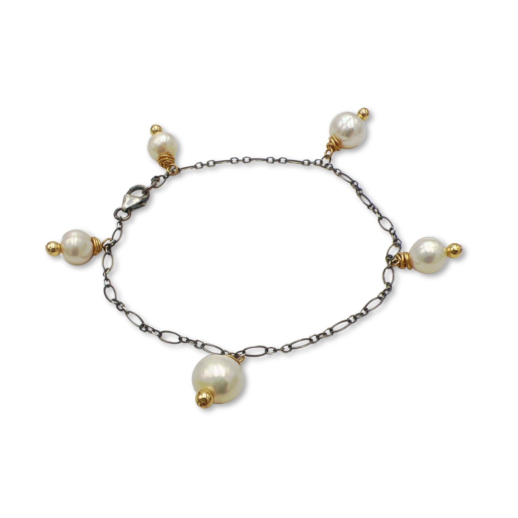Cute Pearl Bracelet Gold Plated Silver Handmade Jewelry Accessories Women