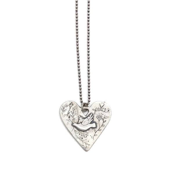 Heart Necklace with Dove