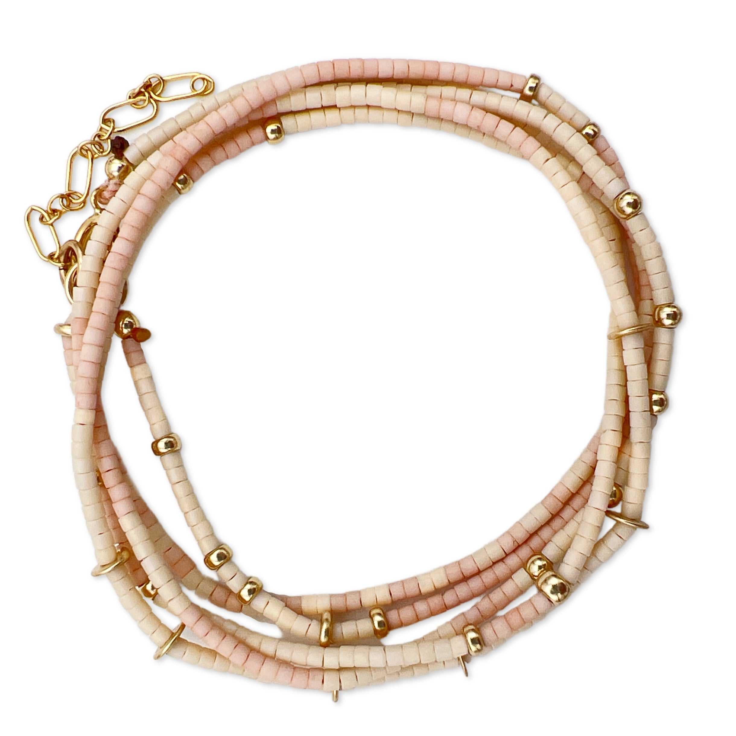 Miyuki Pink, Cream and Gold Necklace or bracelet