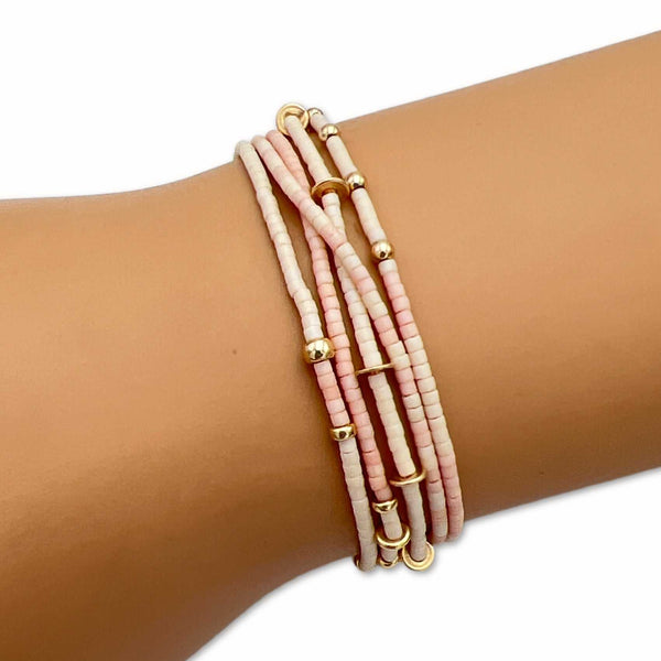 Miyuki Pink, Cream and Gold Necklace or bracelet