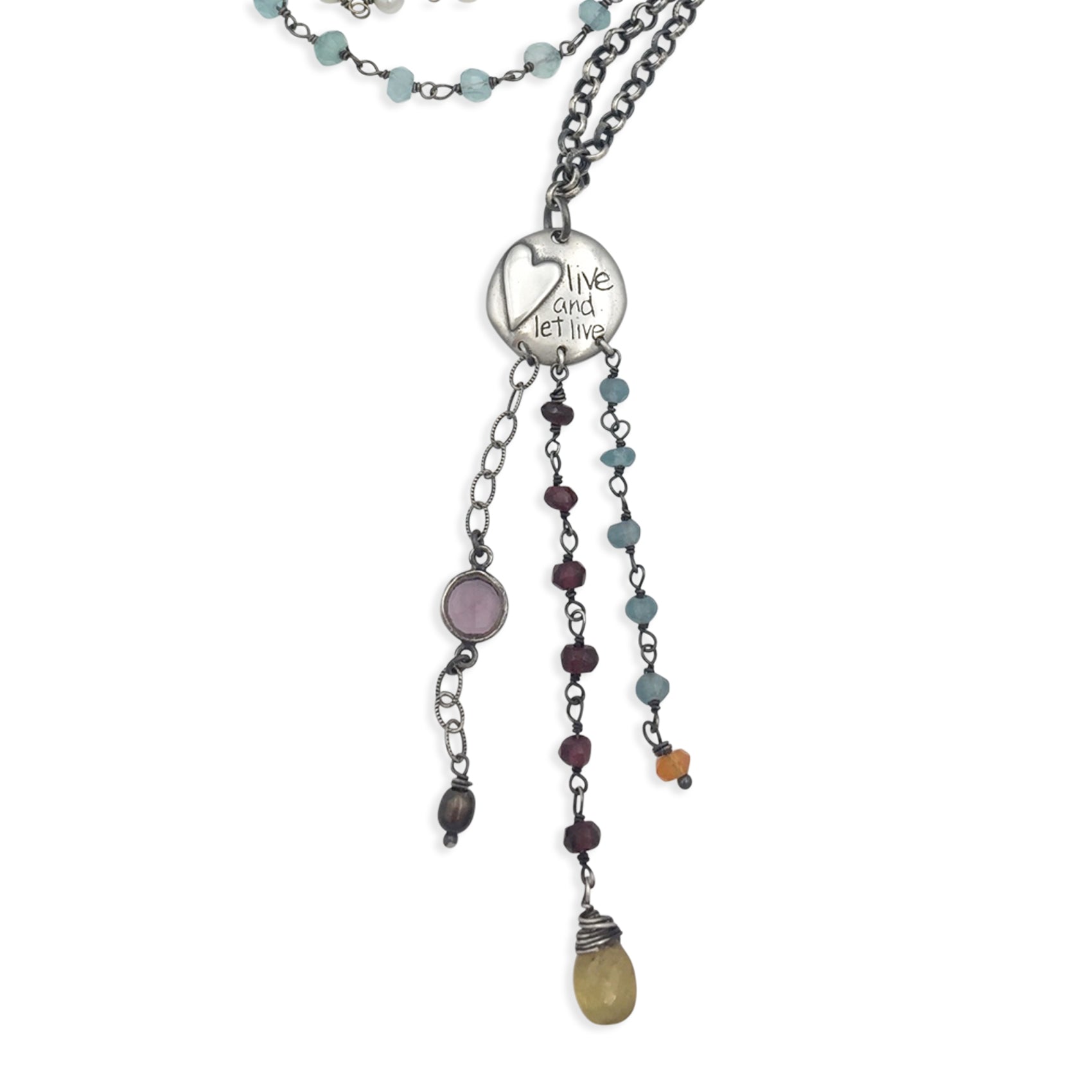 Multi Bead Live and Let Live Necklace
