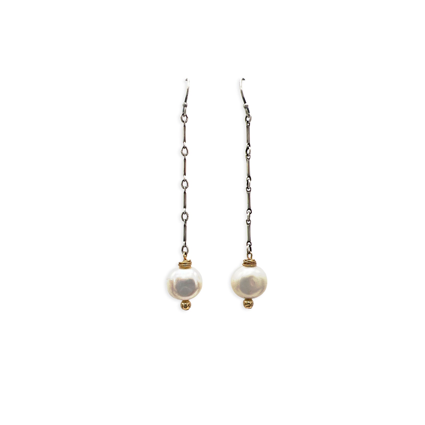 Pearl on Long and Short Chain with gold bulk wrap