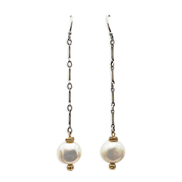 Pearl on Long and Short Chain with gold bulk wrap