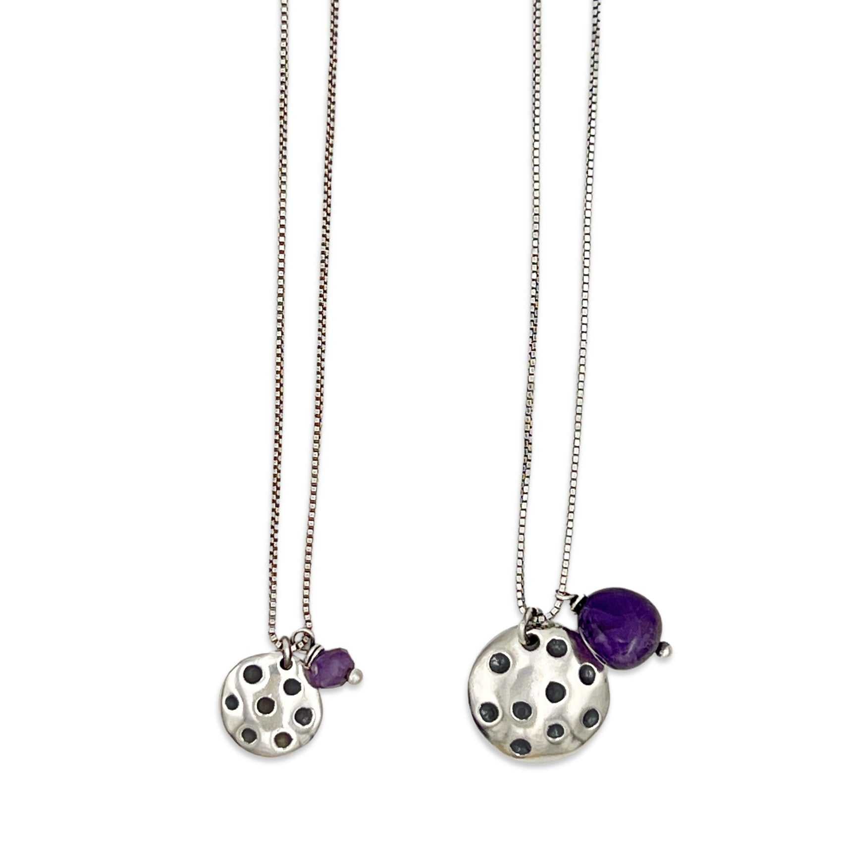 Pickle Ball Charm Necklace with Amethyst