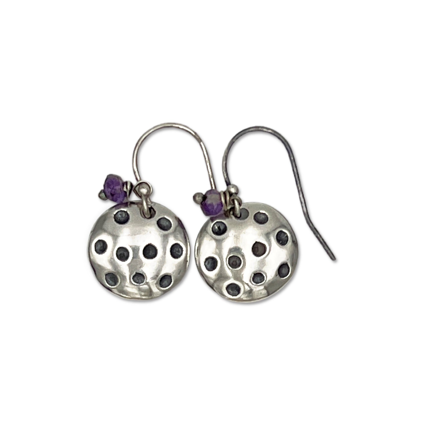 Pickle Ball Earrings with Amethyst