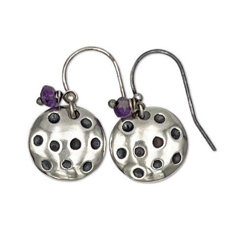 Pickle Ball Earrings with Amethyst