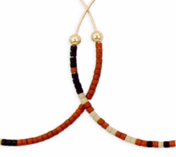 Sienna & Black and White Delica Beaded Handmade gold hoops