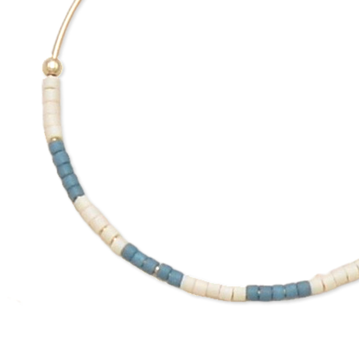 Slate blue and cream beaded gold filled hoops