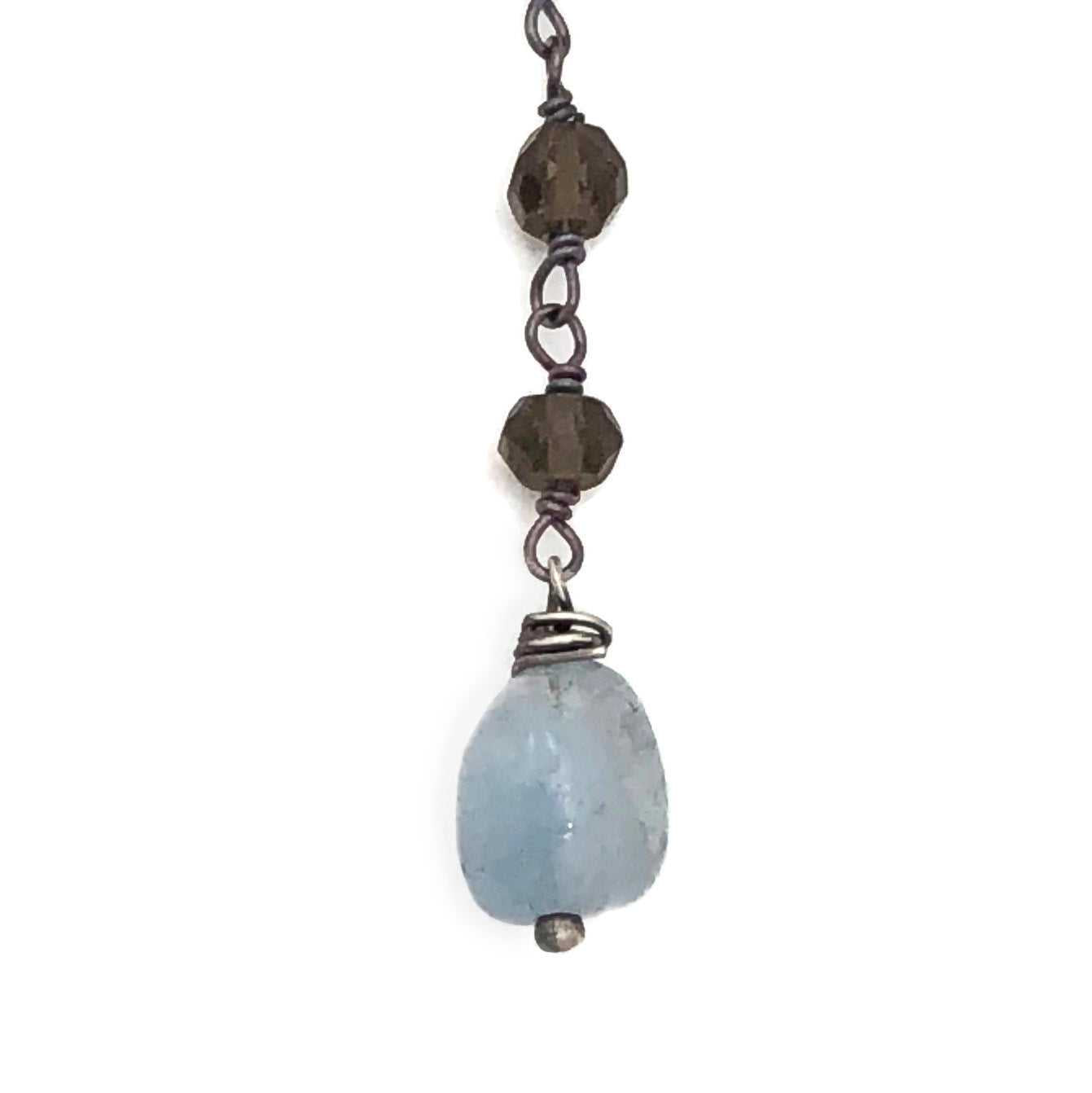 Smokey quartz with Aquamarine drop