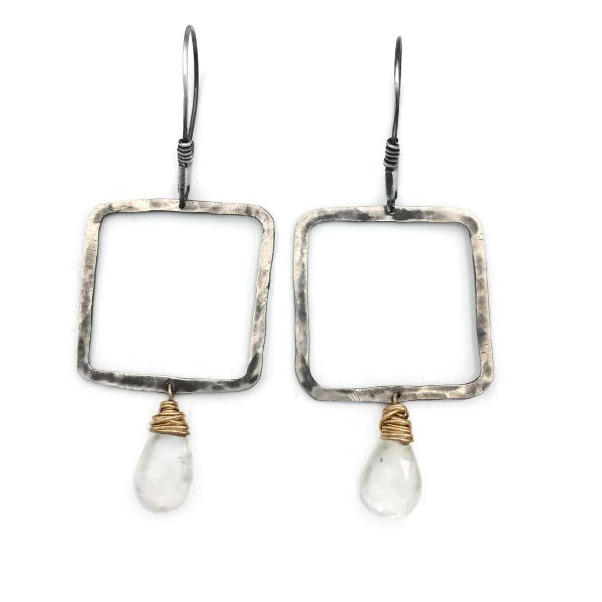 Square gold and silver with gemstone