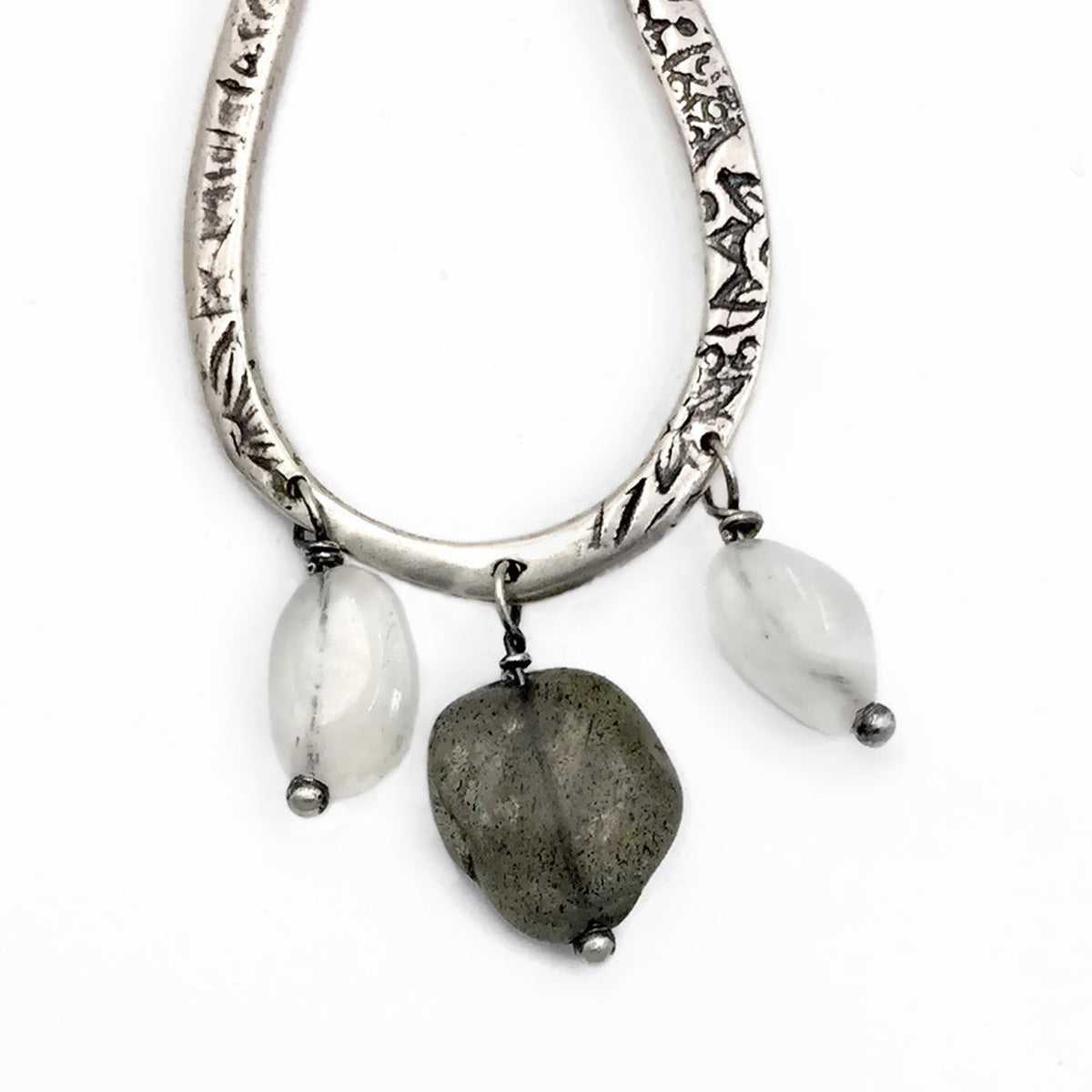 Teardrop earrings with Moonstone and Labradorite
