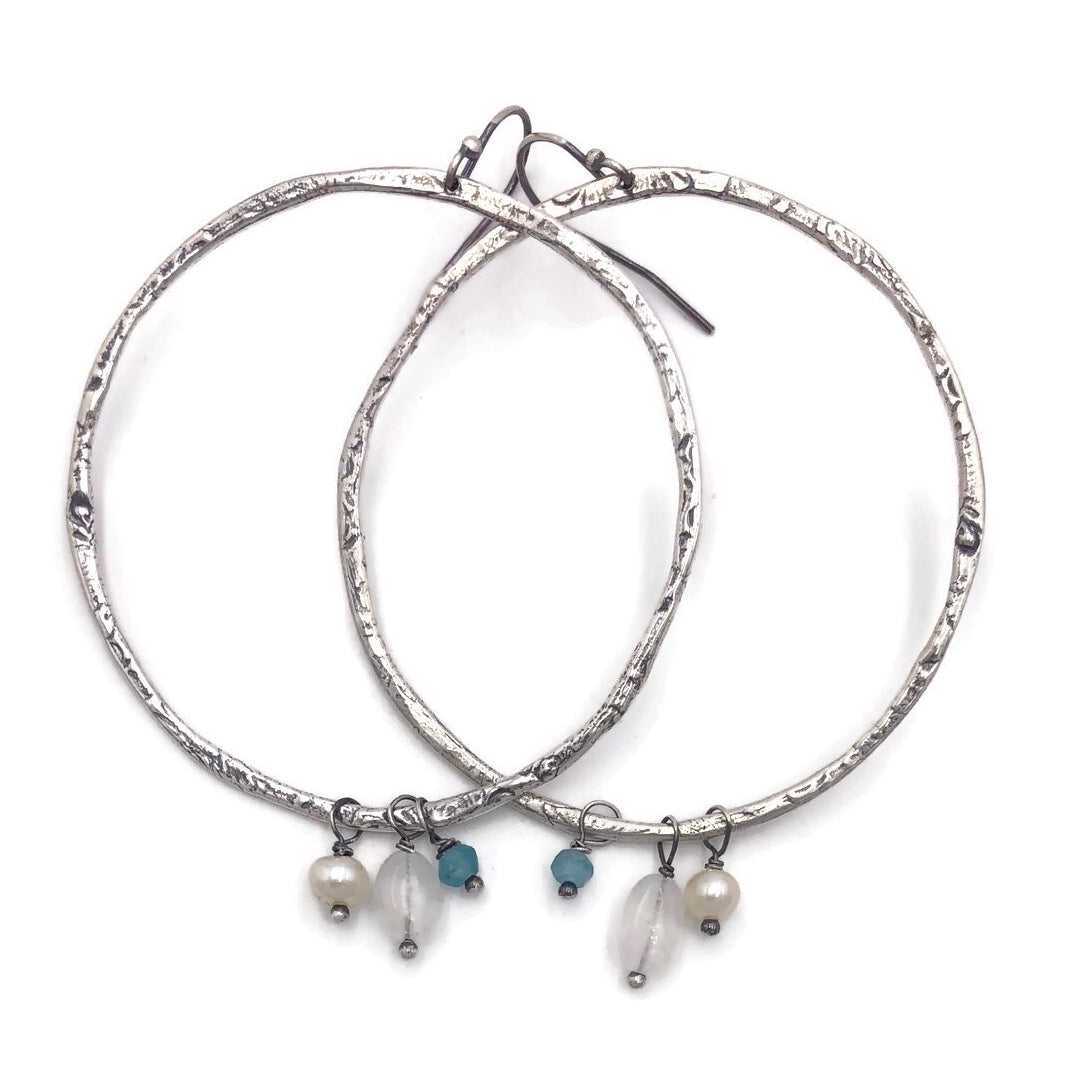 Textured Loops with Moonstone, Apatite and Pearl