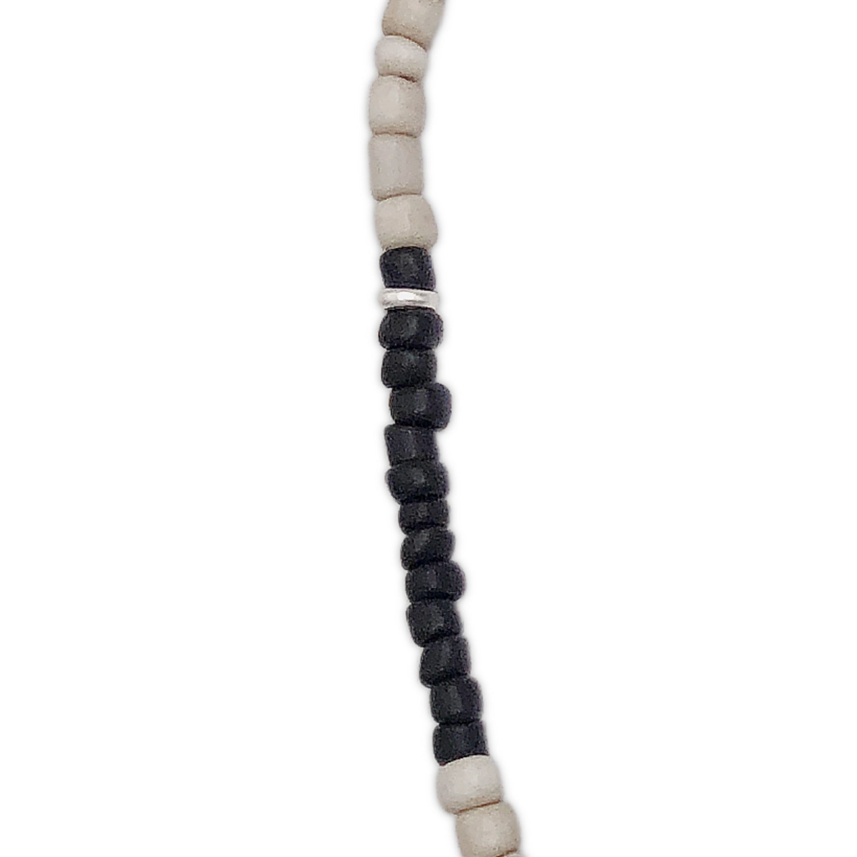Unisex African Seed Bead Black and White Necklace