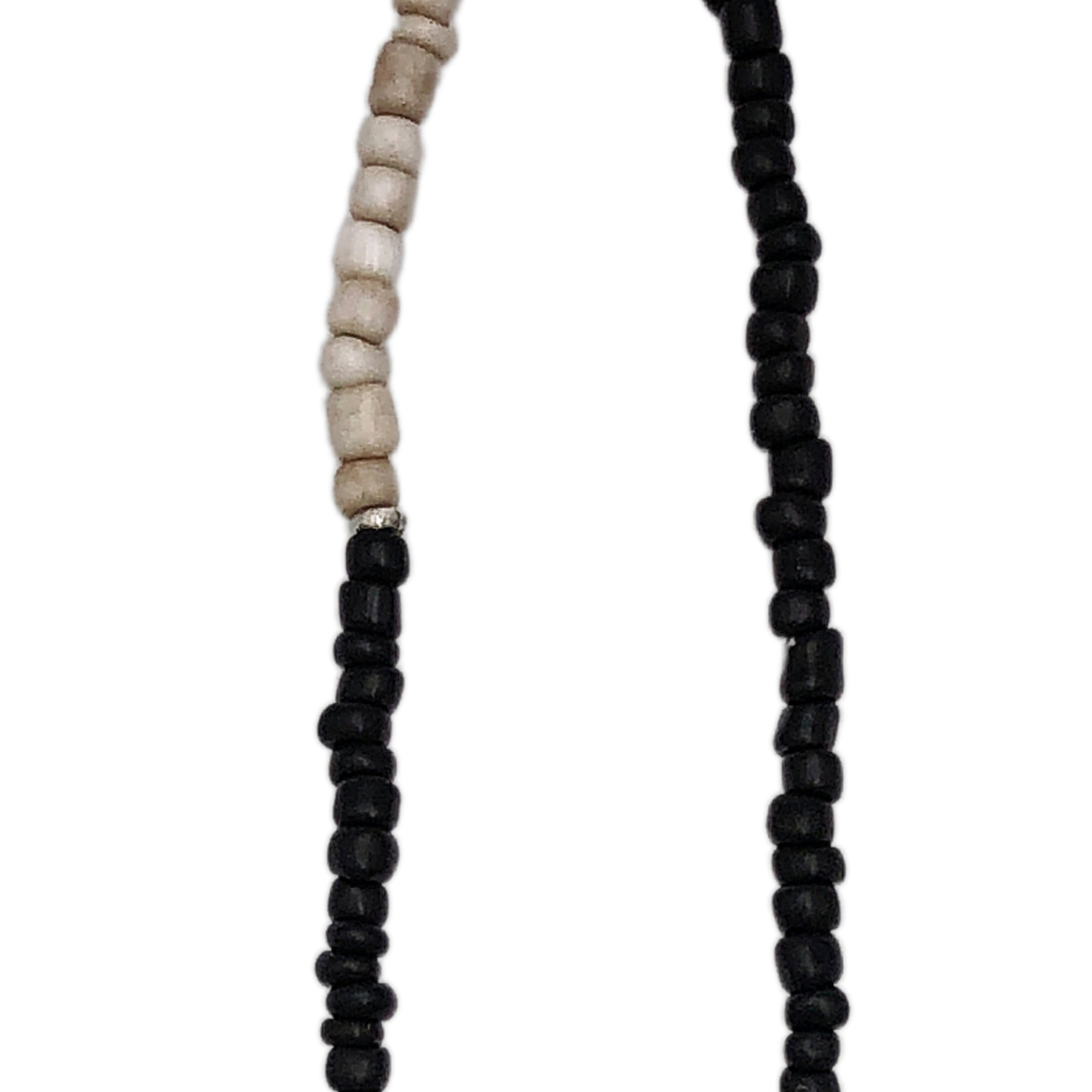 Black and White African Bead block design necklace